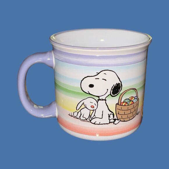 2023 New Colorful Stripes 19oz Coffee Mug Snoopy & Easter Bunny Basket Eggs - Picture 6 of 8